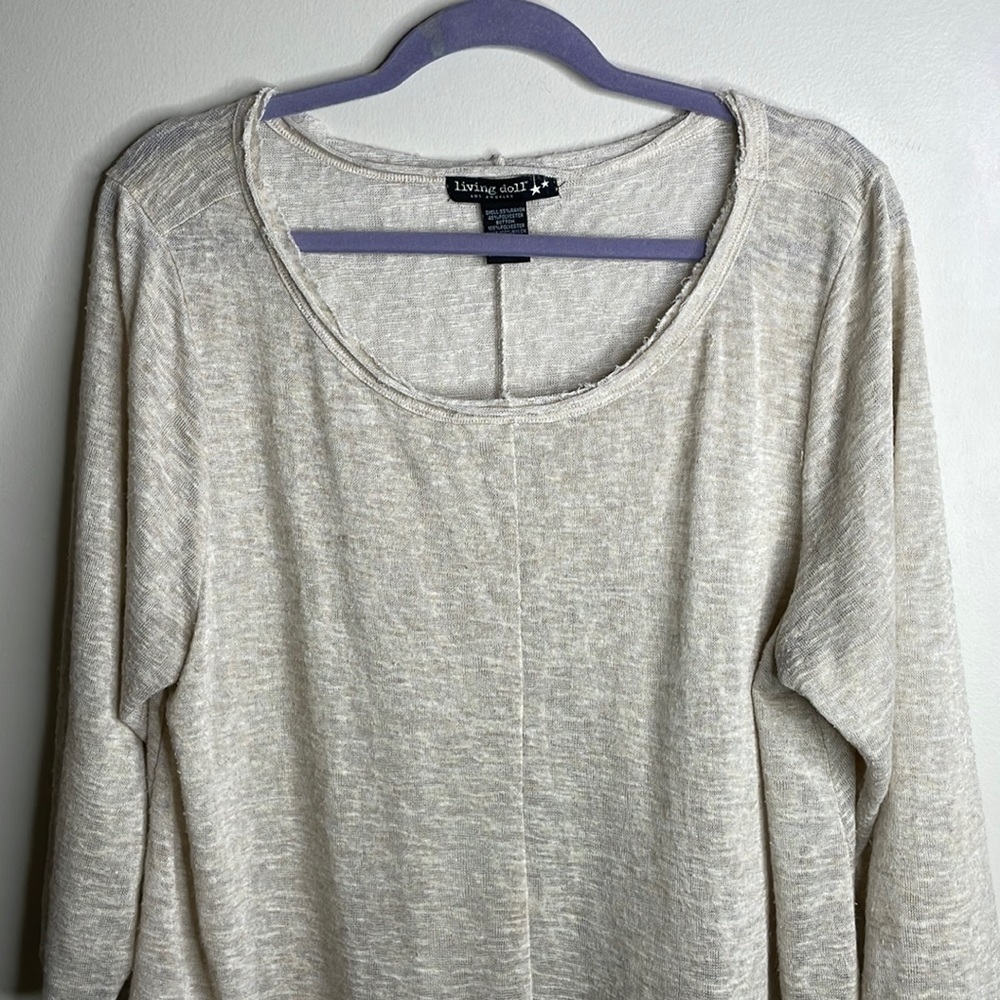 Living Doll Size 2X Ivory Lace Trim Gauzy 3/4 Sleeve Lightweight Dainty Top - Picture 3 of 11
